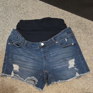Time and Tru Blue Jean Maternity Shorts